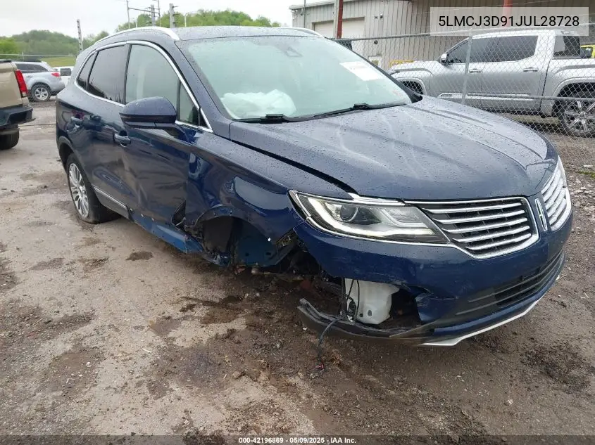 2018 Lincoln Mkc Reserve VIN: 5LMCJ3D91JUL28728 Lot: 42196869