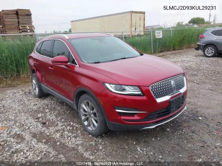 2019 Lincoln Mkc Select VIN: 5LMCJ2D93KUL29231 Lot: 12317478