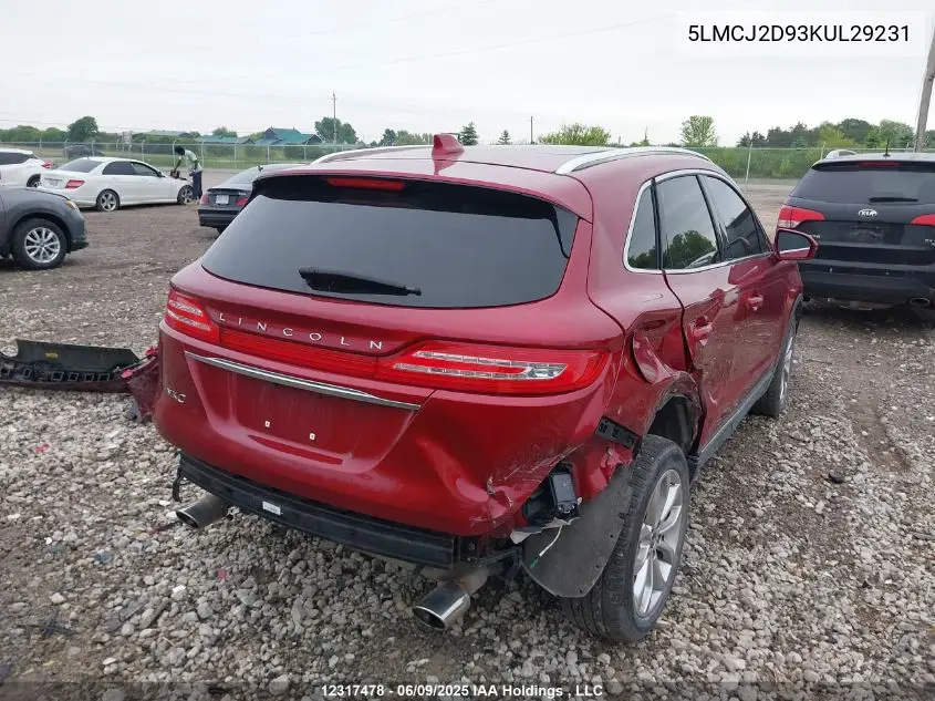 2019 Lincoln Mkc Select VIN: 5LMCJ2D93KUL29231 Lot: 12317478