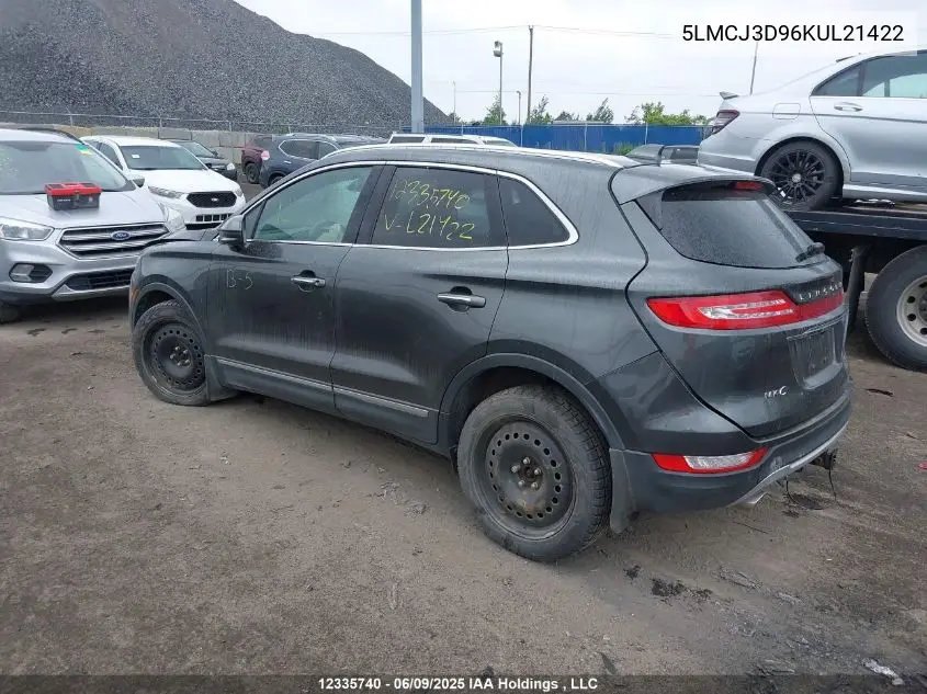 2019 Lincoln Mkc Reserve VIN: 5LMCJ3D96KUL21422 Lot: 12335740