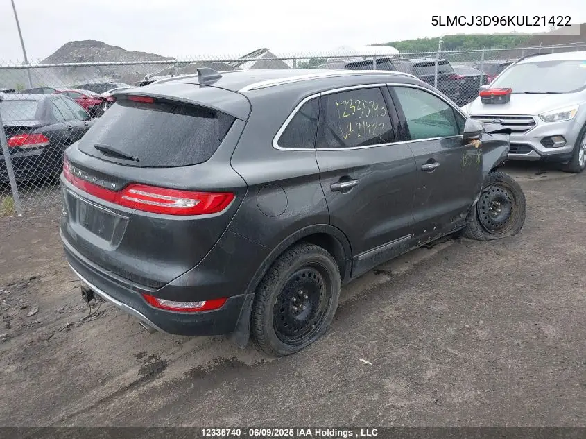 2019 Lincoln Mkc Reserve VIN: 5LMCJ3D96KUL21422 Lot: 12335740