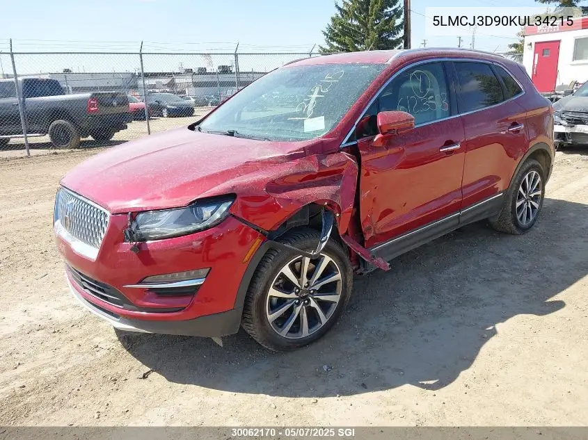 2019 Lincoln Mkc Reserve VIN: 5LMCJ3D90KUL34215 Lot: 30062170
