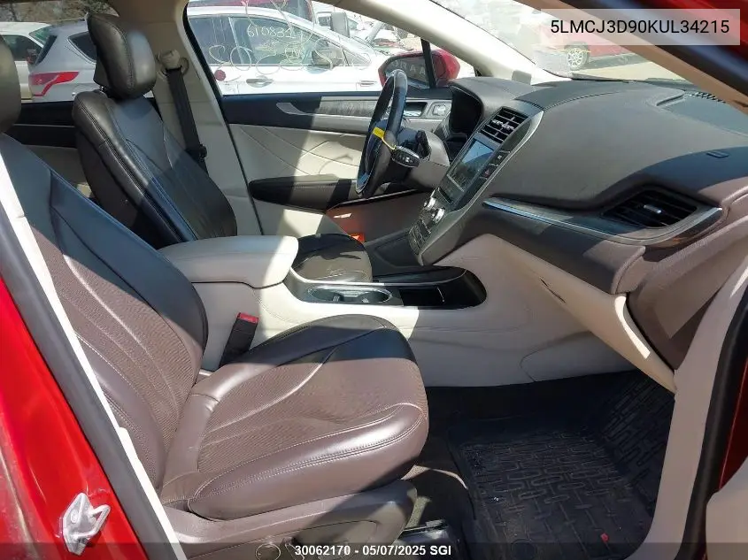 2019 Lincoln Mkc Reserve VIN: 5LMCJ3D90KUL34215 Lot: 30062170