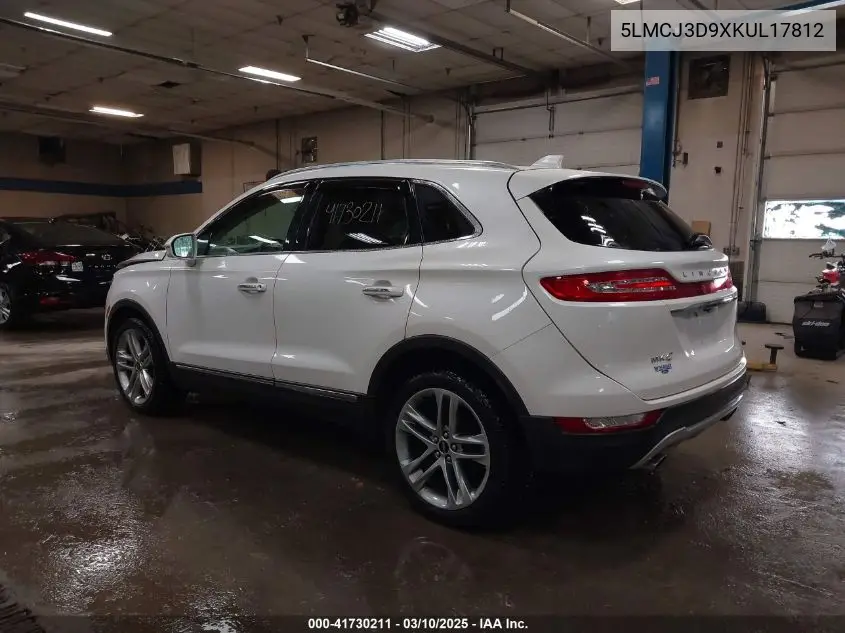 2019 Lincoln Mkc Reserve VIN: 5LMCJ3D9XKUL17812 Lot: 41730211