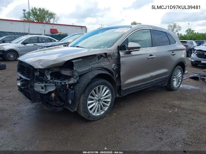 2019 Lincoln Mkc Standard VIN: 5LMCJ1D97KUL39481 Lot: 42181199