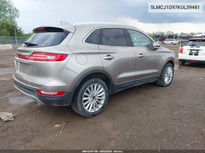 2019 Lincoln Mkc Standard VIN: 5LMCJ1D97KUL39481 Lot: 42181199