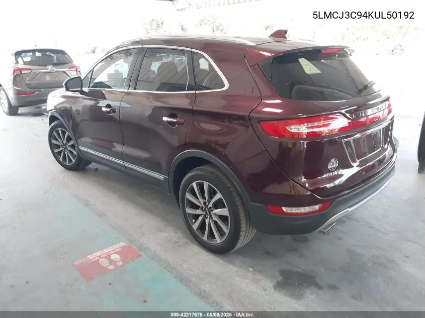 2019 Lincoln Mkc Reserve VIN: 5LMCJ3C94KUL50192 Lot: 42217678
