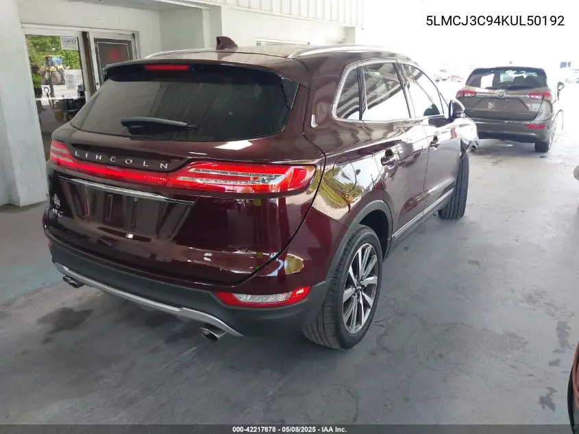 2019 Lincoln Mkc Reserve VIN: 5LMCJ3C94KUL50192 Lot: 42217678