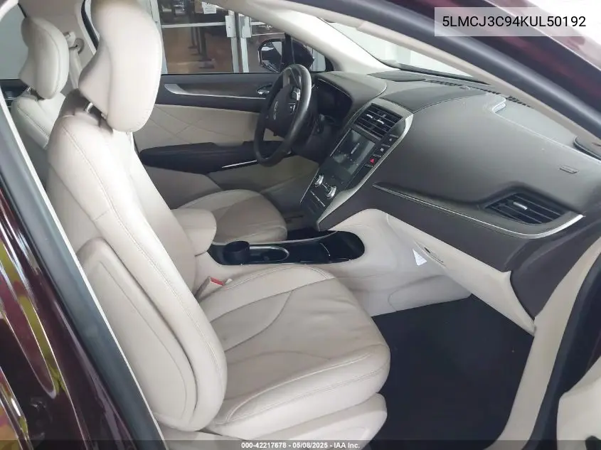 2019 Lincoln Mkc Reserve VIN: 5LMCJ3C94KUL50192 Lot: 42217678