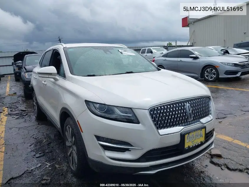 2019 Lincoln Mkc Reserve VIN: 5LMCJ3D94KUL51695 Lot: 42389310