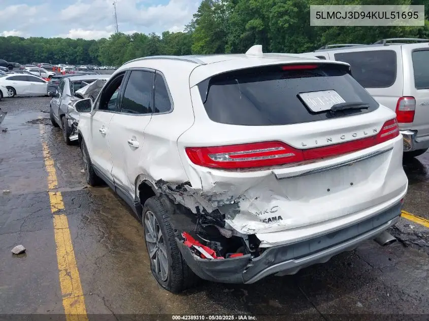 2019 Lincoln Mkc Reserve VIN: 5LMCJ3D94KUL51695 Lot: 42389310
