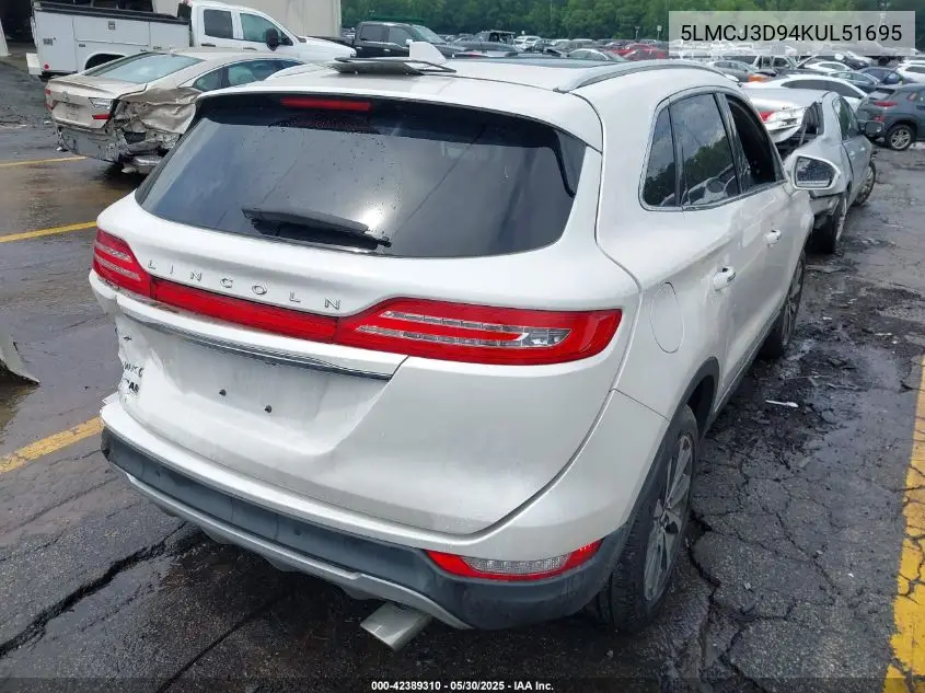 2019 Lincoln Mkc Reserve VIN: 5LMCJ3D94KUL51695 Lot: 42389310