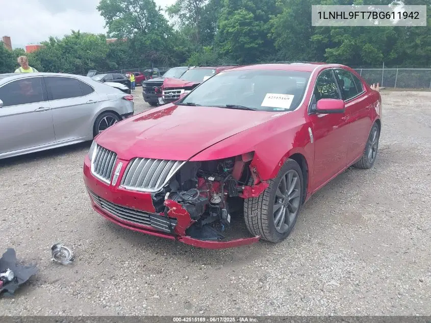 2011 Lincoln Mks Ecoboost VIN: 1LNHL9FT7BG611942 Lot: 42515169
