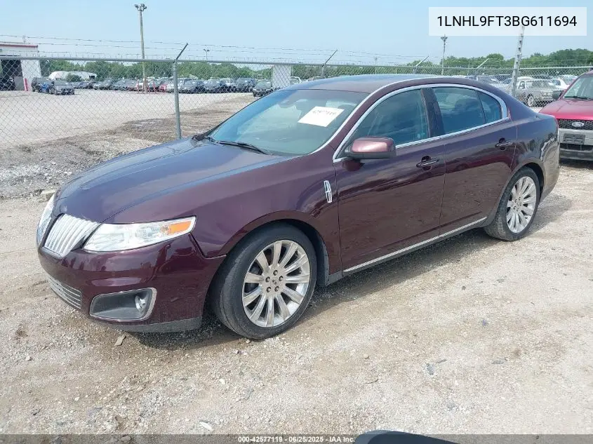 2011 Lincoln Mks Ecoboost VIN: 1LNHL9FT3BG611694 Lot: 42577119