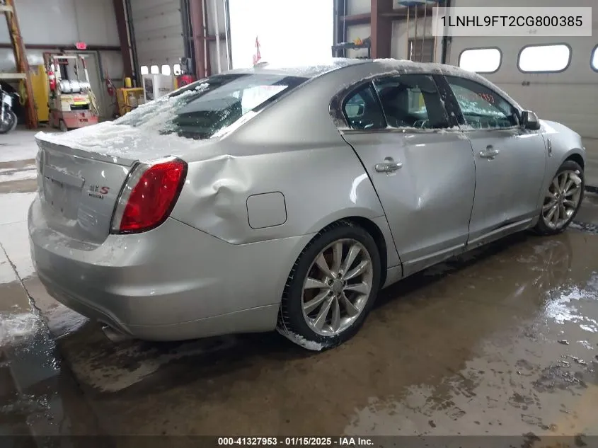 2012 Lincoln Mks Ecoboost VIN: 1LNHL9FT2CG800385 Lot: 41327953
