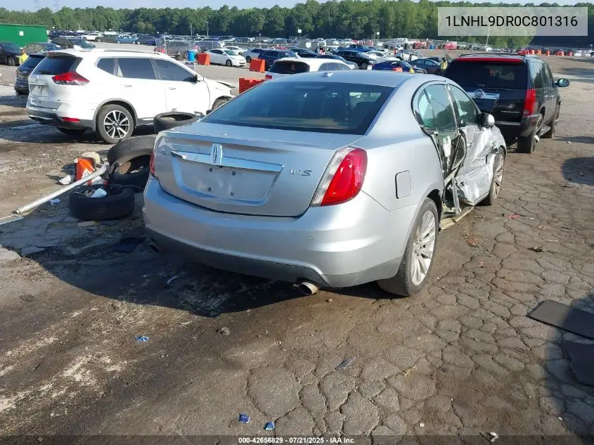 2012 Lincoln Mks VIN: 1LNHL9DR0C801316 Lot: 42656829