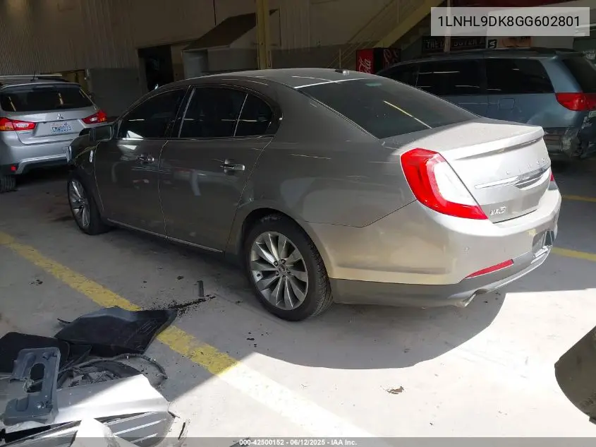 2016 Lincoln Mks VIN: 1LNHL9DK8GG602801 Lot: 42500152