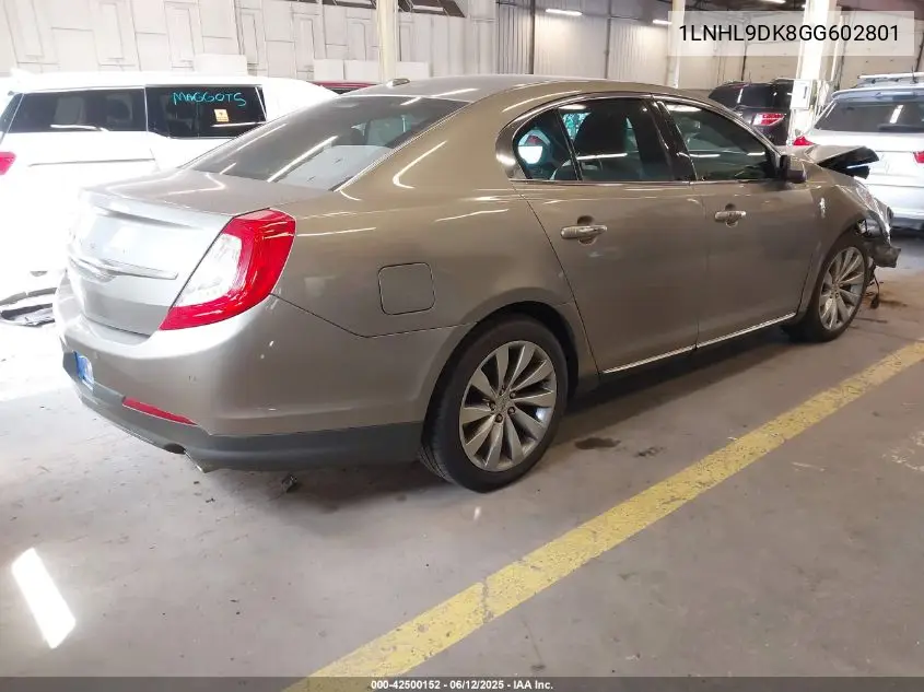 2016 Lincoln Mks VIN: 1LNHL9DK8GG602801 Lot: 42500152