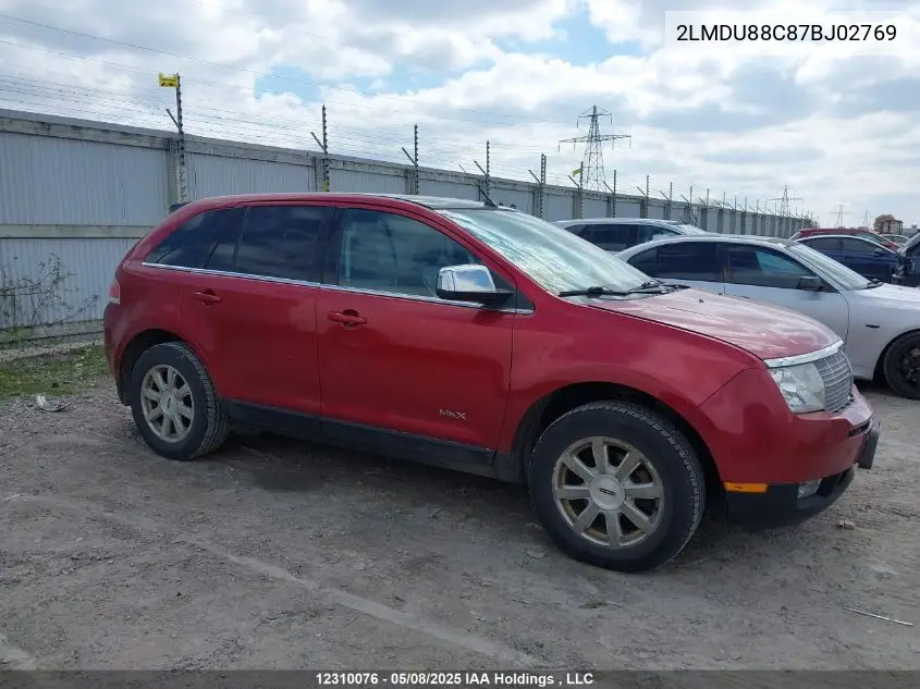 2007 Lincoln Mkx VIN: 2LMDU88C87BJ02769 Lot: 12310076