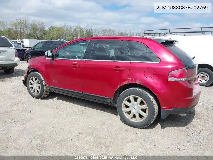 2007 Lincoln Mkx VIN: 2LMDU88C87BJ02769 Lot: 12310076