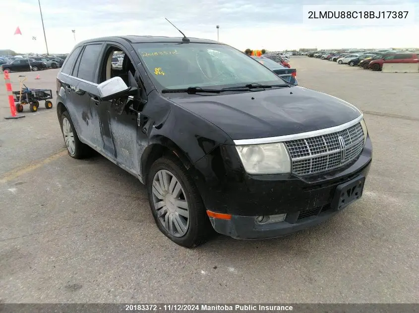 2008 Lincoln Mkx VIN: 2LMDU88C18BJ17387 Lot: 20183372
