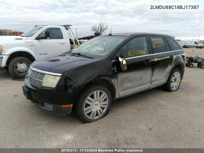 2008 Lincoln Mkx VIN: 2LMDU88C18BJ17387 Lot: 20183372