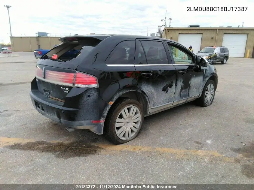 2008 Lincoln Mkx VIN: 2LMDU88C18BJ17387 Lot: 20183372