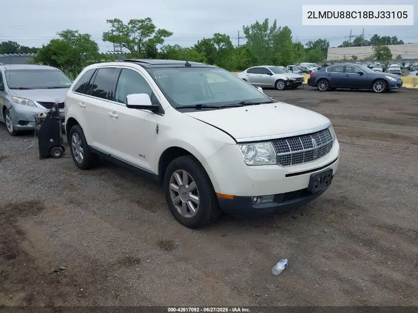 2008 Lincoln Mkx VIN: 2LMDU88C18BJ33105 Lot: 42617092