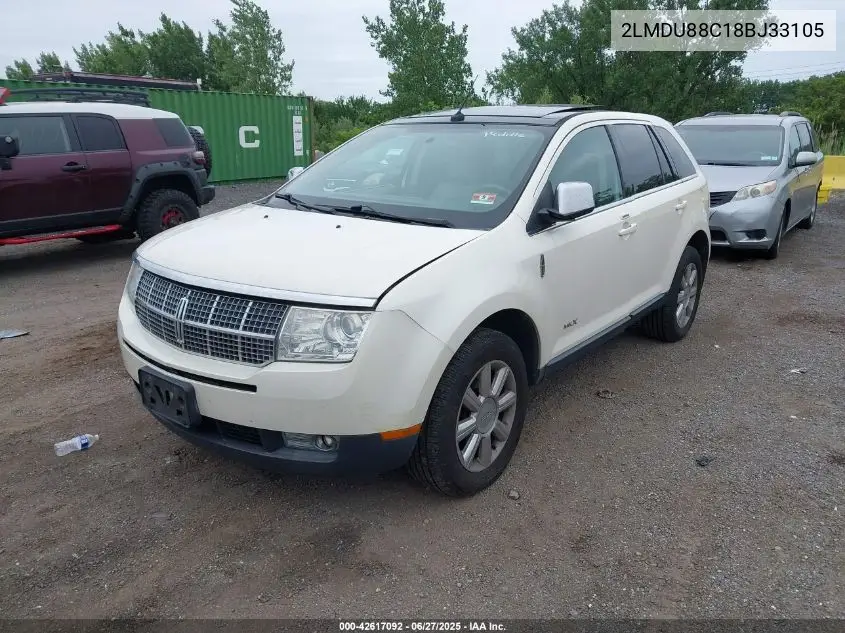 2008 Lincoln Mkx VIN: 2LMDU88C18BJ33105 Lot: 42617092