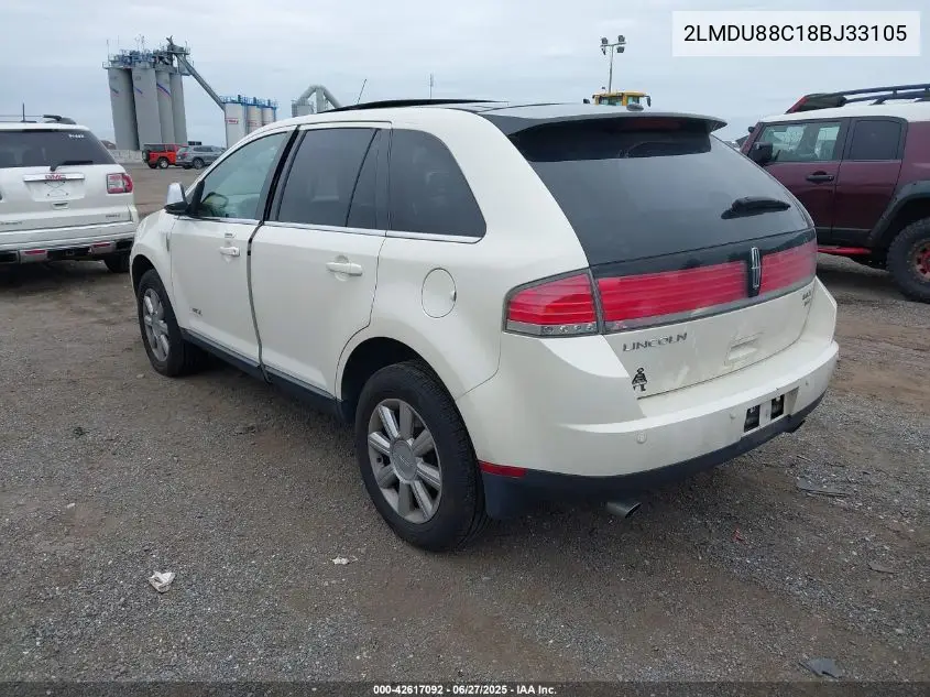 2008 Lincoln Mkx VIN: 2LMDU88C18BJ33105 Lot: 42617092