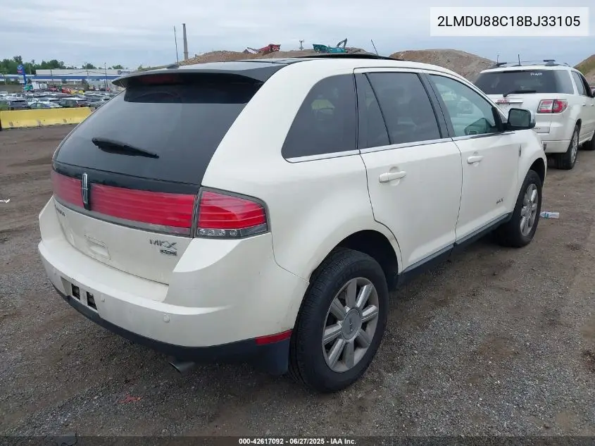 2008 Lincoln Mkx VIN: 2LMDU88C18BJ33105 Lot: 42617092