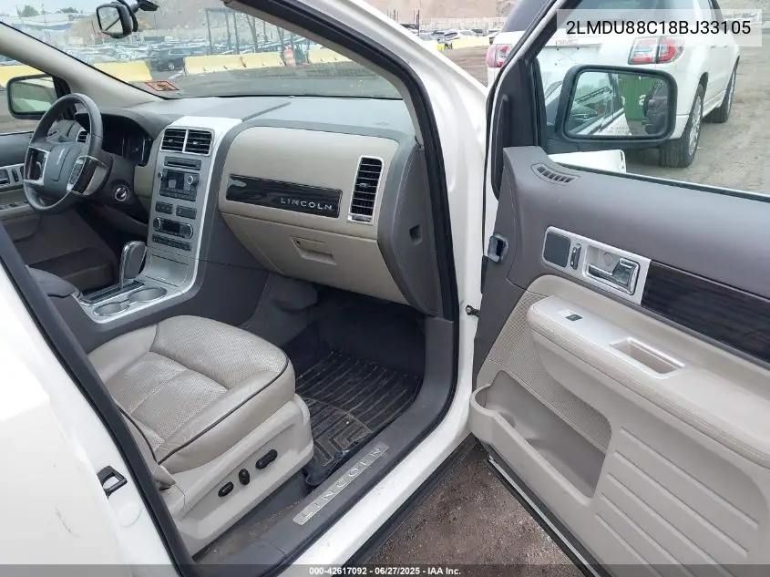 2008 Lincoln Mkx VIN: 2LMDU88C18BJ33105 Lot: 42617092