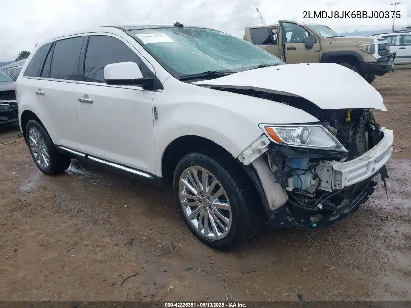2011 Lincoln Mkx VIN: 2LMDJ8JK6BBJ00375 Lot: 42225351