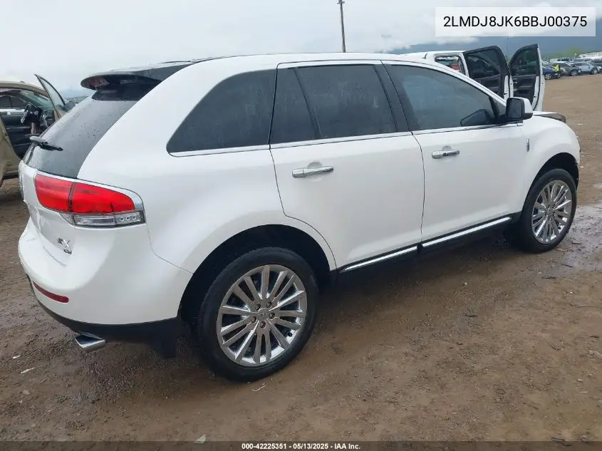 2011 Lincoln Mkx VIN: 2LMDJ8JK6BBJ00375 Lot: 42225351