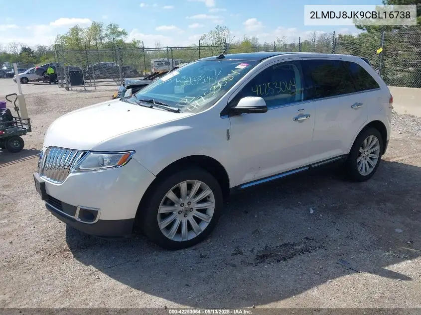 2012 Lincoln Mkx VIN: 2LMDJ8JK9CBL16738 Lot: 42253064