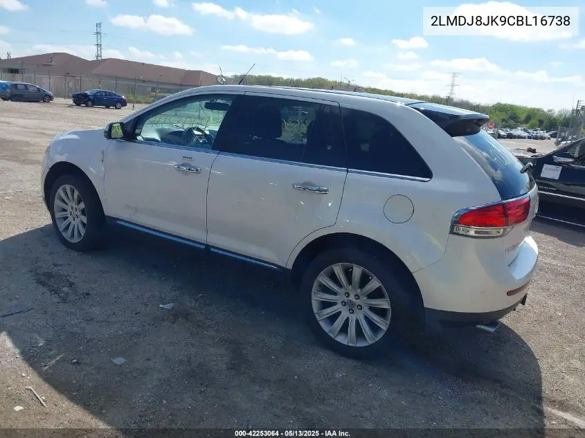 2012 Lincoln Mkx VIN: 2LMDJ8JK9CBL16738 Lot: 42253064