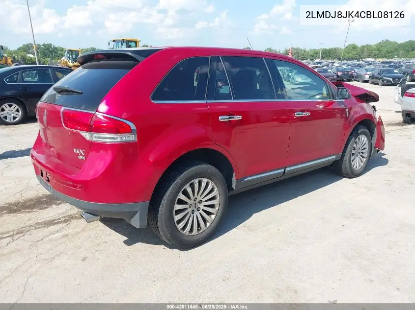 2012 Lincoln Mkx VIN: 2LMDJ8JK4CBL08126 Lot: 42611445