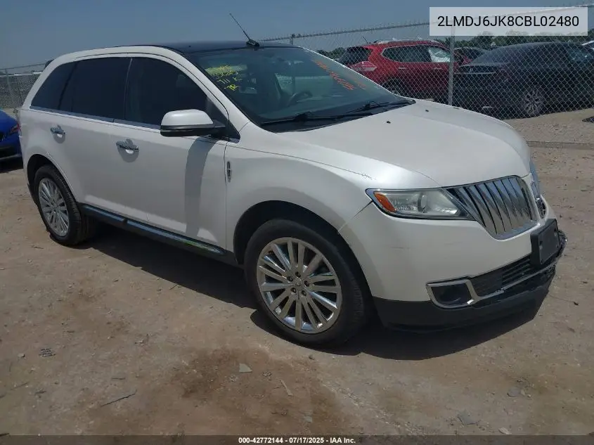 2012 Lincoln Mkx VIN: 2LMDJ6JK8CBL02480 Lot: 42772144