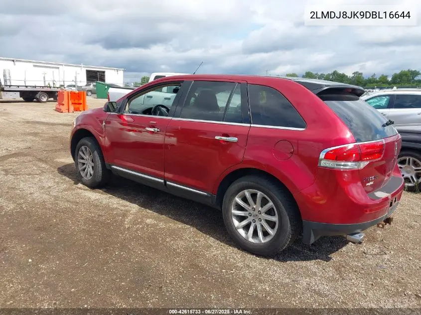 2013 Lincoln Mkx VIN: 2LMDJ8JK9DBL16644 Lot: 42615733
