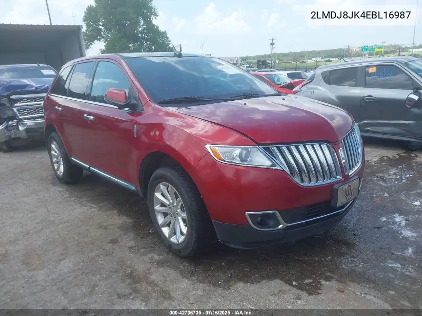 2014 Lincoln Mkx VIN: 2LMDJ8JK4EBL16987 Lot: 42736735