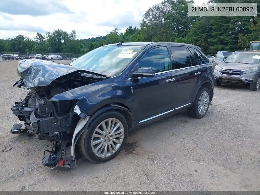 2014 Lincoln Mkx VIN: 2LMDJ8JK2EBL00092 Lot: 42752608