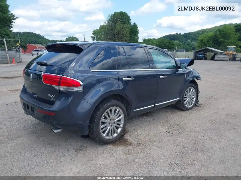 2014 Lincoln Mkx VIN: 2LMDJ8JK2EBL00092 Lot: 42752608