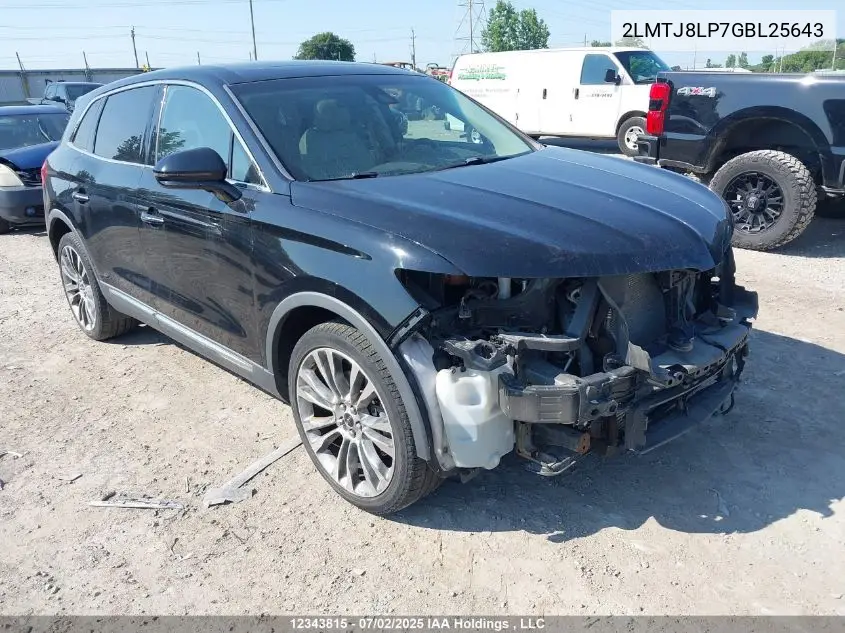2016 Lincoln Mkx Reserve VIN: 2LMTJ8LP7GBL25643 Lot: 12343815