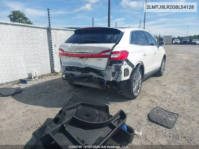 2016 Lincoln Mkx Reserve VIN: 2LMTJ8LR2GBL54128 Lot: 12353749