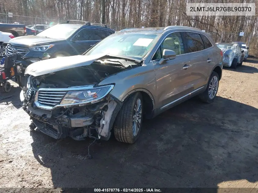 2016 Lincoln Mkx Reserve VIN: 2LMTJ6LR7GBL90370 Lot: 41578776