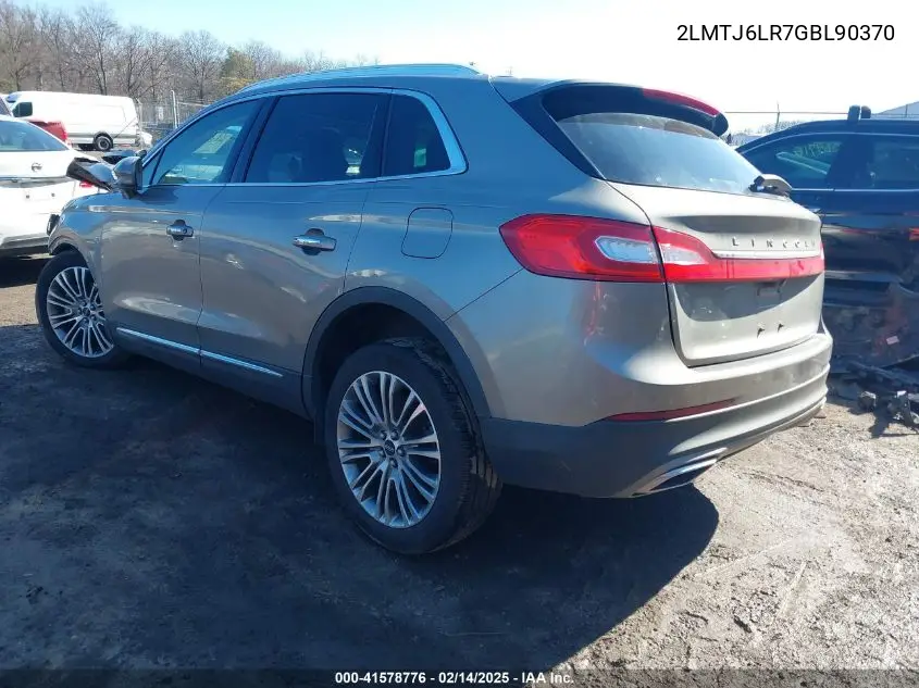 2016 Lincoln Mkx Reserve VIN: 2LMTJ6LR7GBL90370 Lot: 41578776