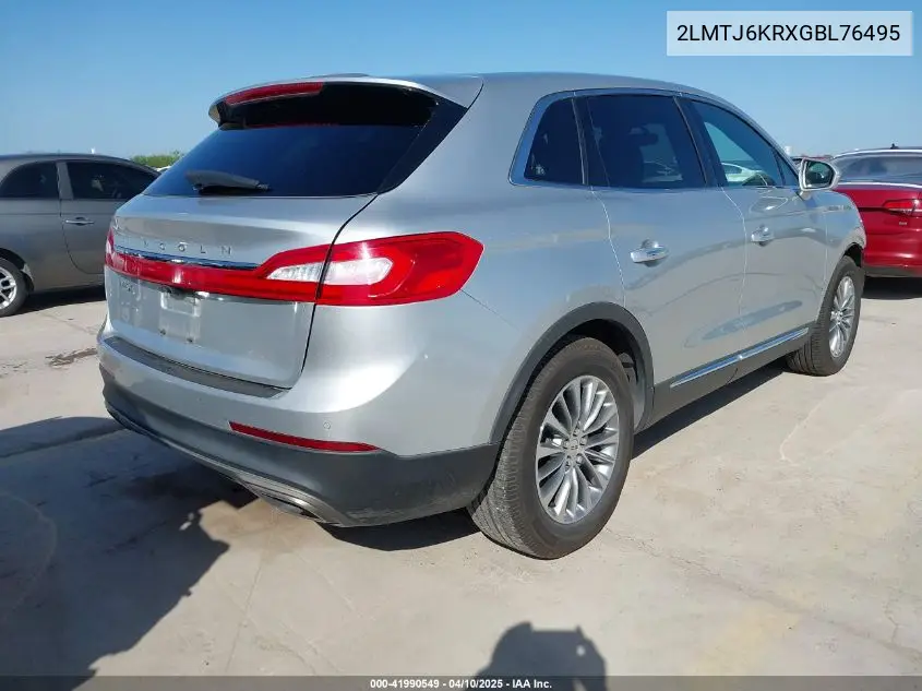 2016 Lincoln Mkx Select VIN: 2LMTJ6KRXGBL76495 Lot: 41990549