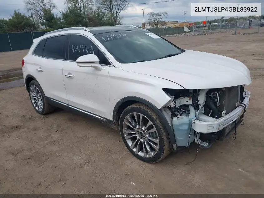 2016 Lincoln Mkx Reserve VIN: 2LMTJ8LP4GBL83922 Lot: 42199794
