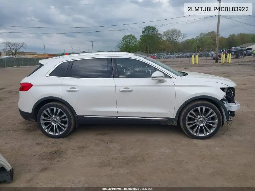 2016 Lincoln Mkx Reserve VIN: 2LMTJ8LP4GBL83922 Lot: 42199794