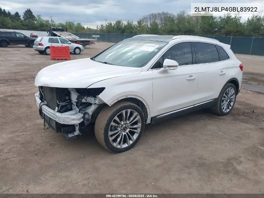 2016 Lincoln Mkx Reserve VIN: 2LMTJ8LP4GBL83922 Lot: 42199794